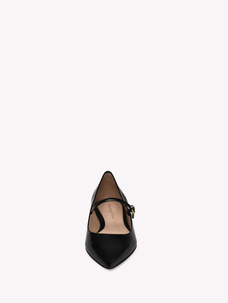 Ballerines Ribbon Jane en cuir lisse - Noir