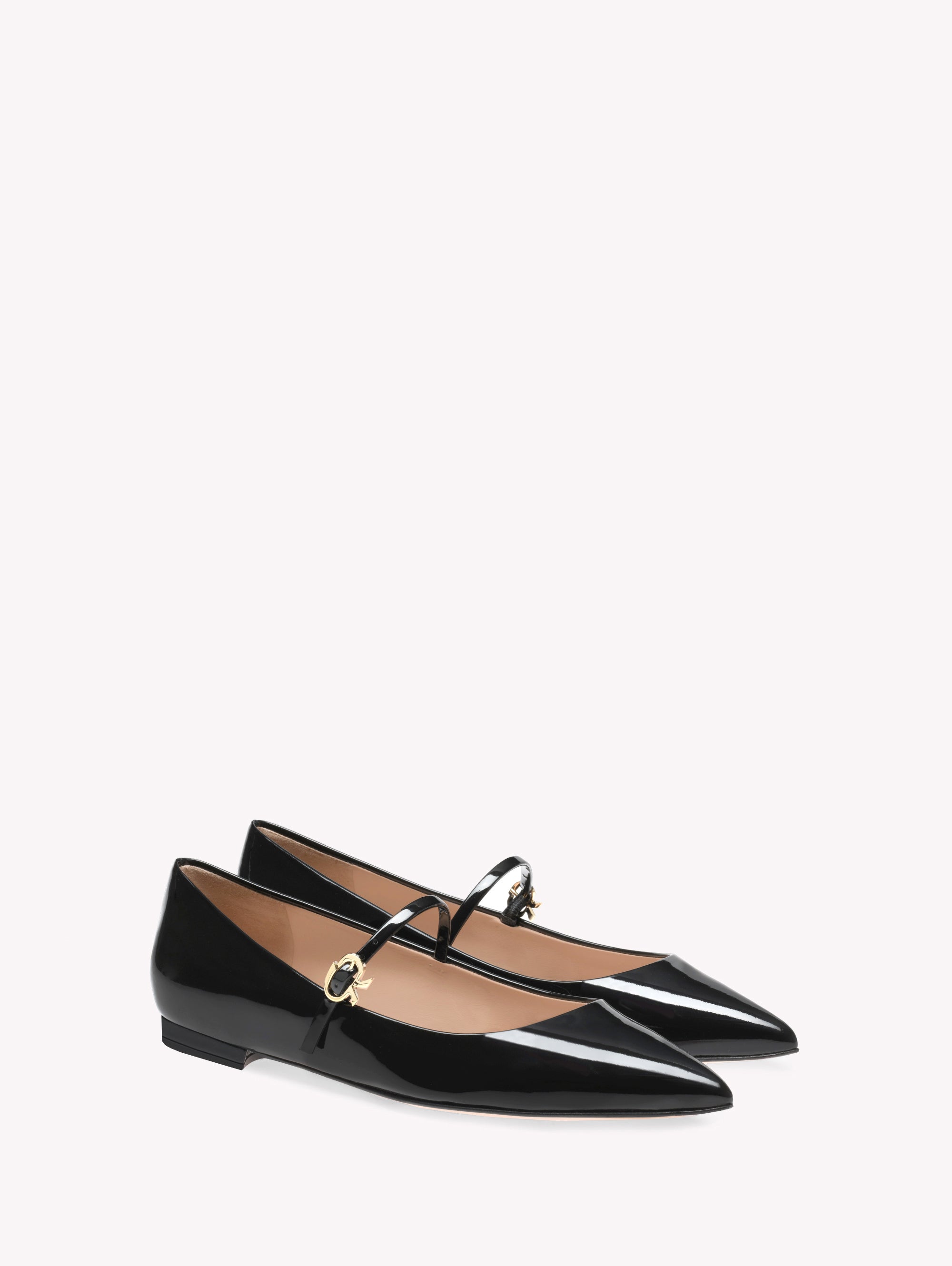 Ballerines Ribbon Jane 5 en cuir verni - Noir