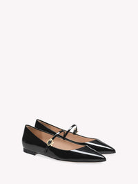 Ballerines Ribbon Jane 5 en cuir verni - Noir