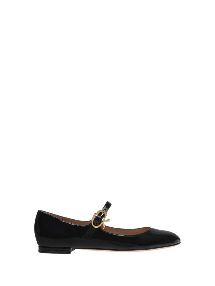Ballerines Mary Ribbon en cuir lisse - Noir