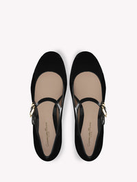 Ballerines Mary Ribbon en cuir lisse - Noir