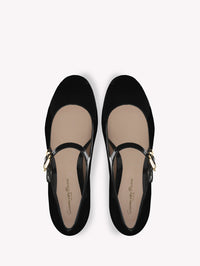 Ballerines Mary Ribbon en cuir verni - Noir