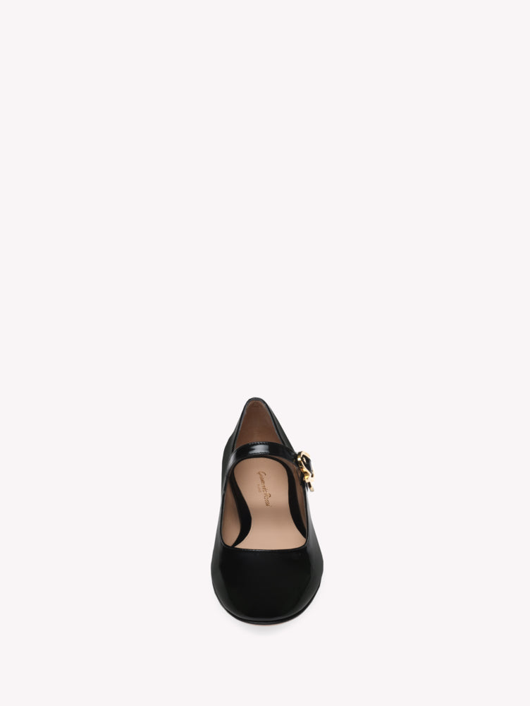 Ballerines Mary Ribbon en cuir verni - Noir