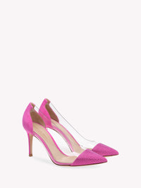 Escarpins Plexi Glitz 85 en daim - Rose