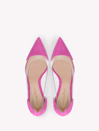 Escarpins Plexi Glitz 85 en daim - Rose