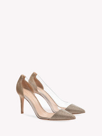 Escarpins Plexi Glitz 85 en daim - Marron