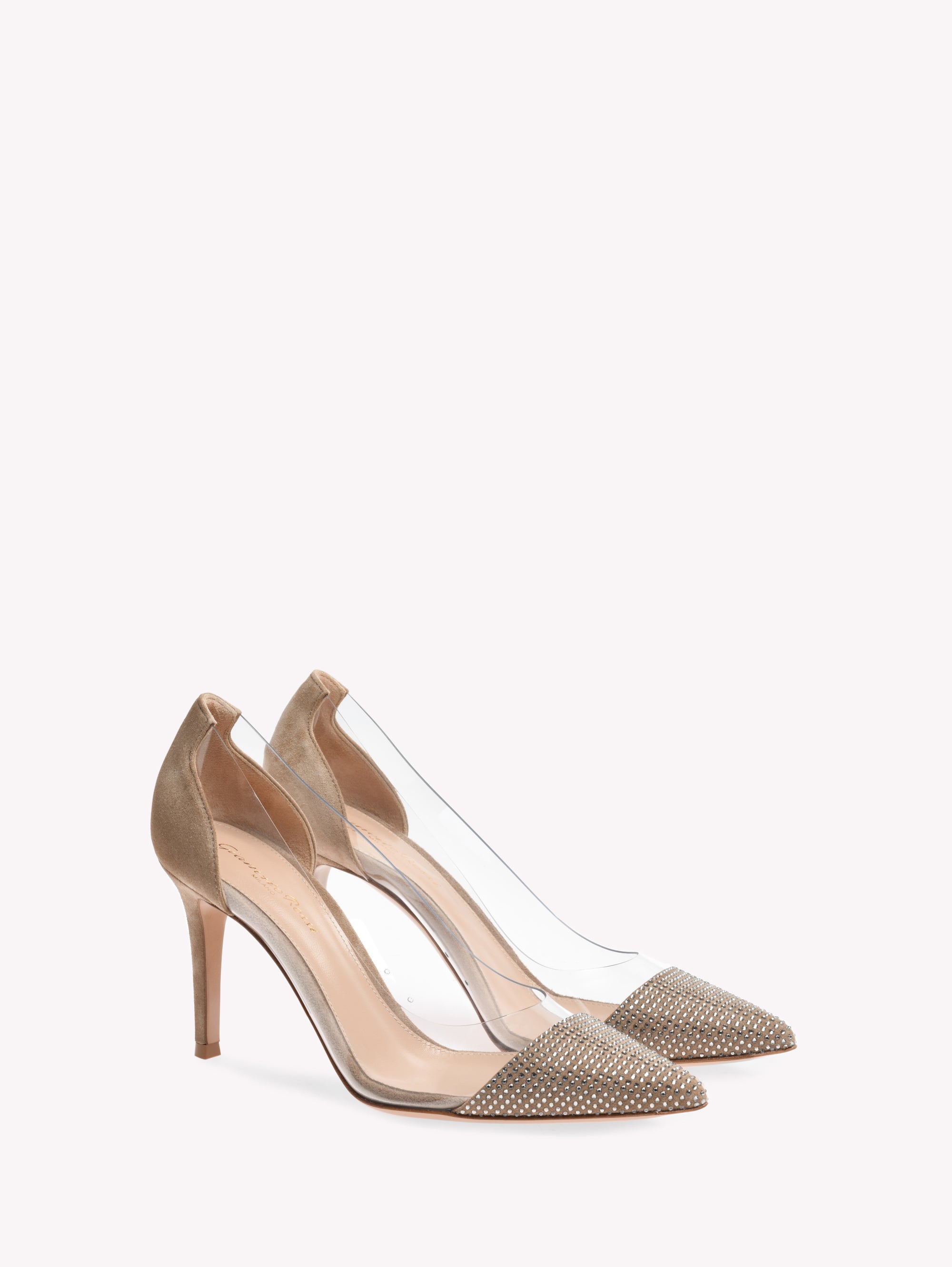 Escarpins Plexi Glitz 85 en daim - Marron