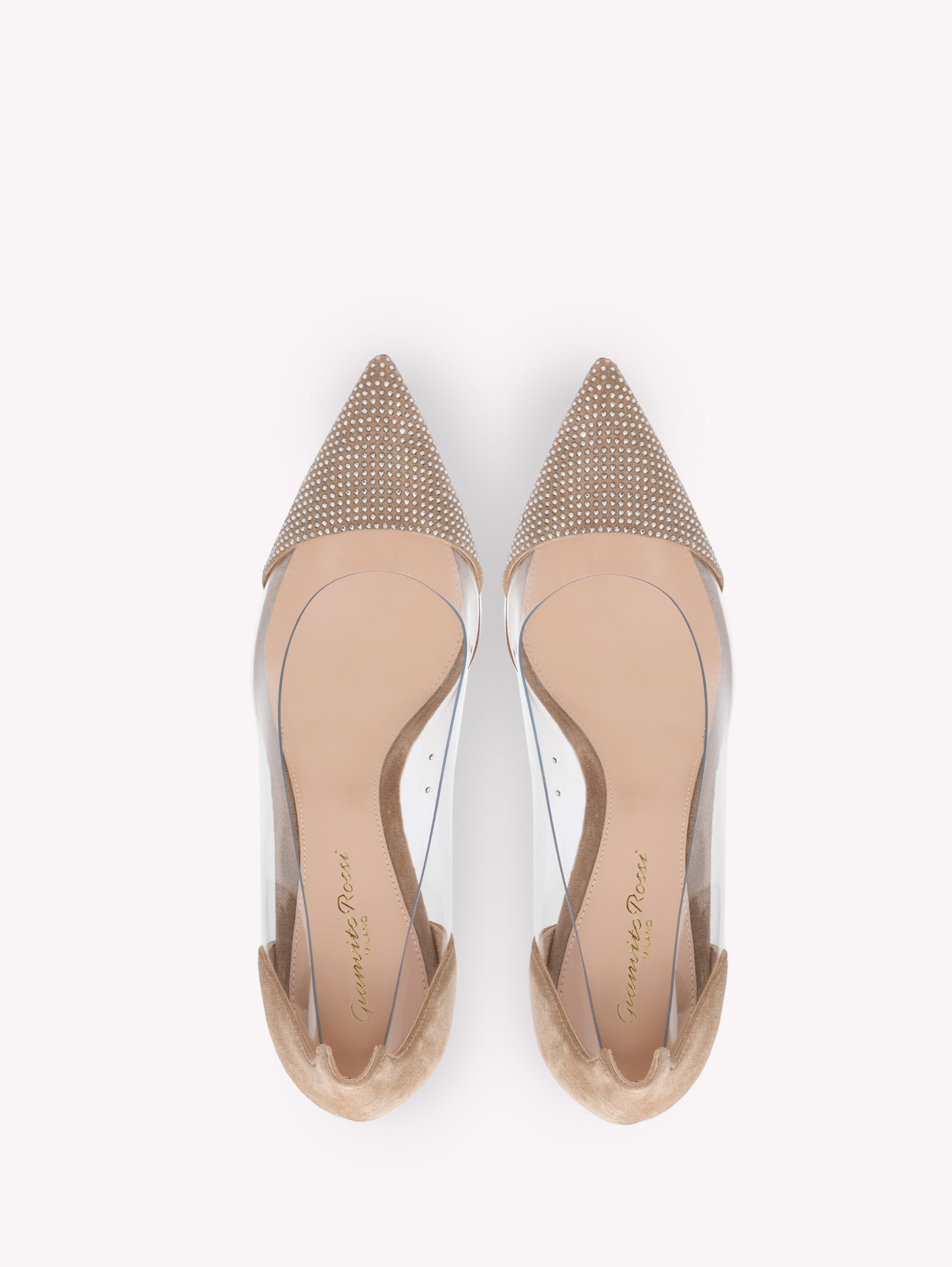 Escarpins Plexi Glitz 85 en daim - Marron
