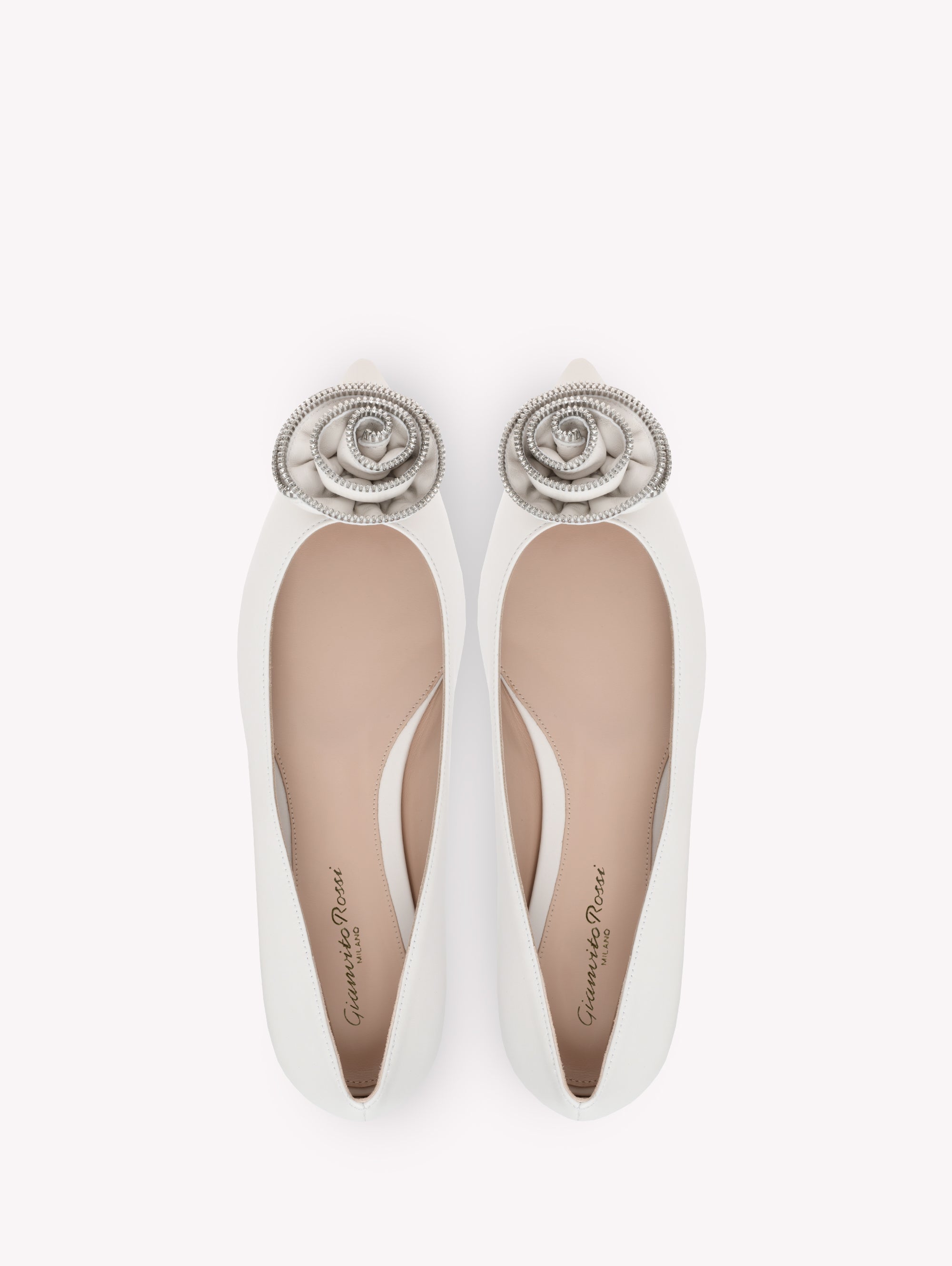 Karina ballerinas in smooth leather - White