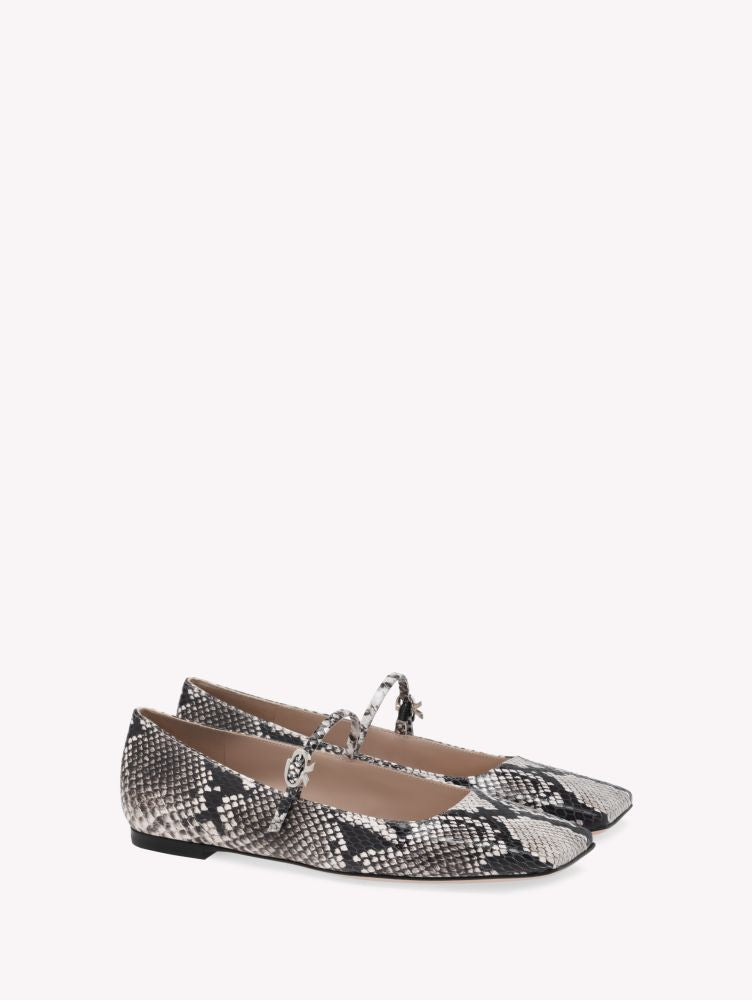 Christina ballerinas in embossed leather - Grey