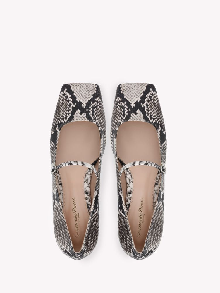 Ballerines Christina en cuir embossé - Gris