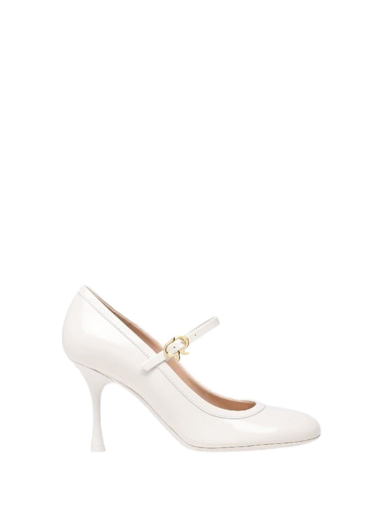 Escarpins Carla 85 en cuir lisse - Blanc