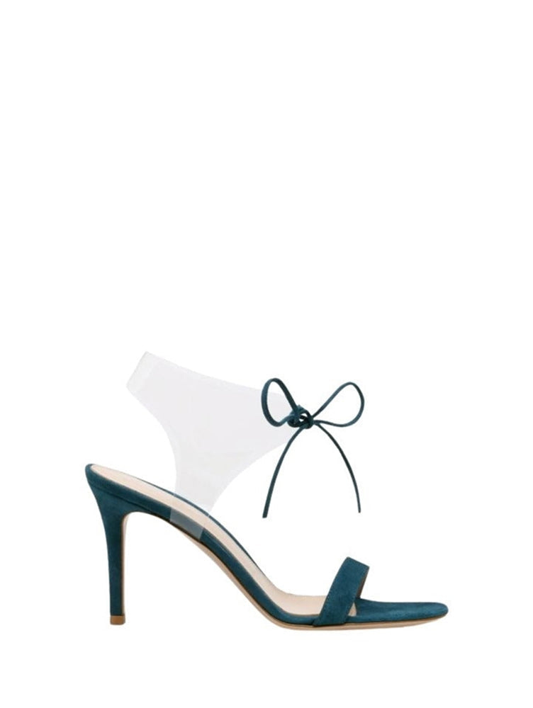 Sandales Estelle 85 en daim - Bleu canard
