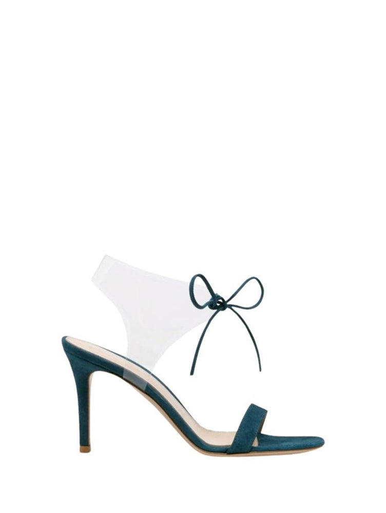 Sandales Estelle 85 en daim - Bleu canard