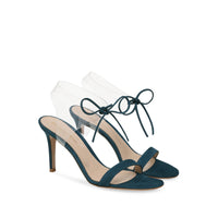 Sandales Estelle 85 en daim - Bleu canard