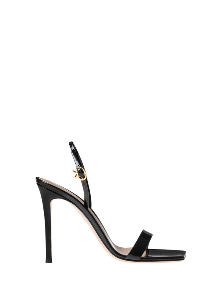 Sandales Ribbon Stiletto 105 en cuir verni - Noir