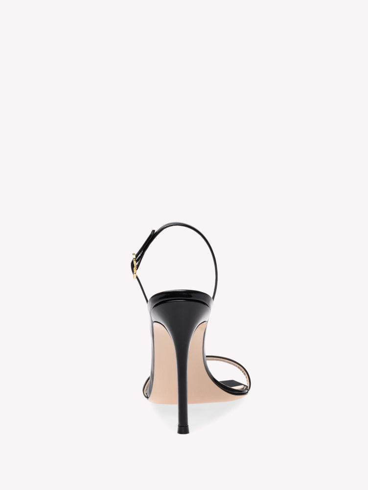 Sandales Ribbon Stiletto 105 en cuir verni - Noir