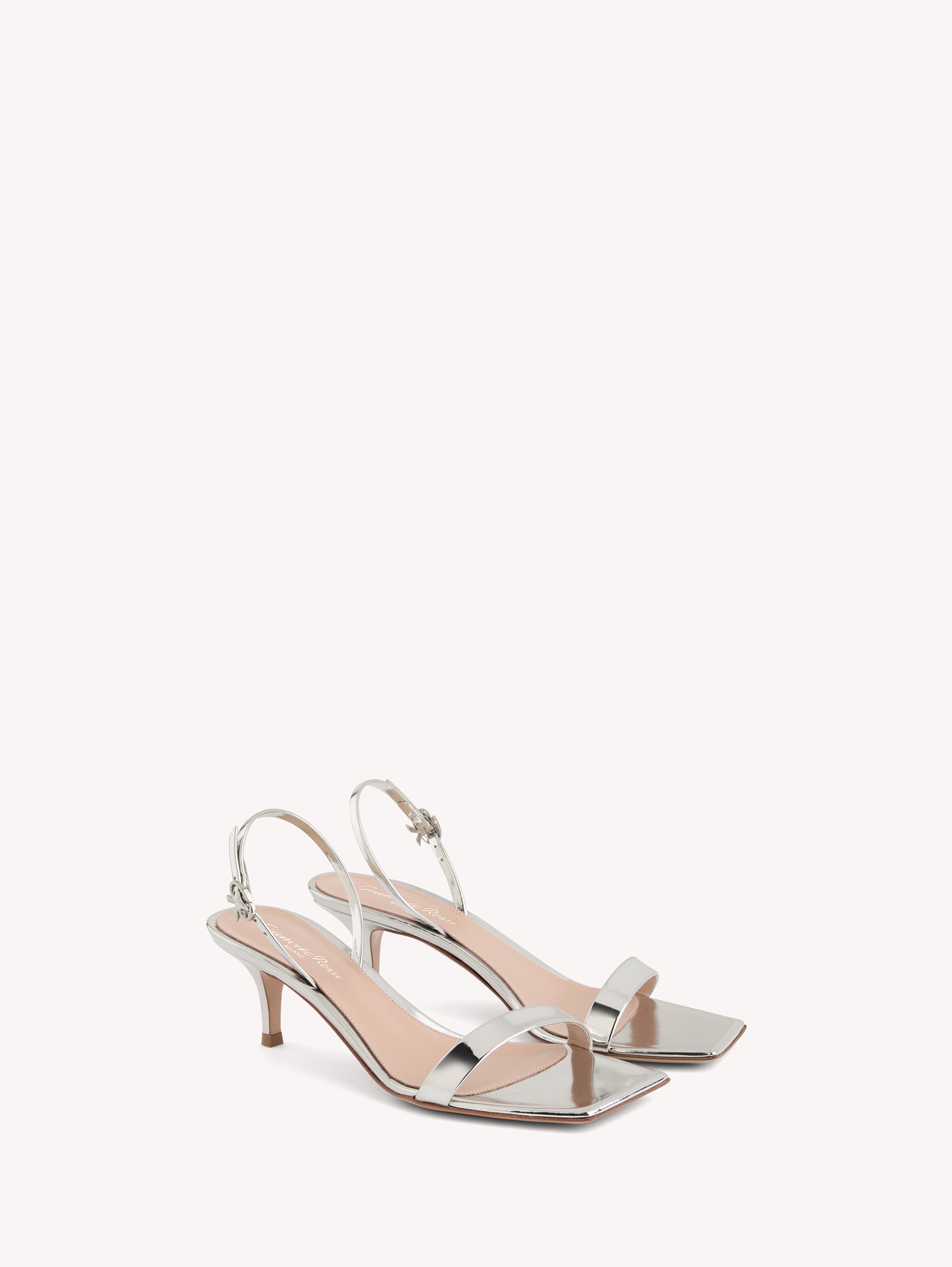 Sandales Ribbon Kitten 55 en cuir lisse - Argent