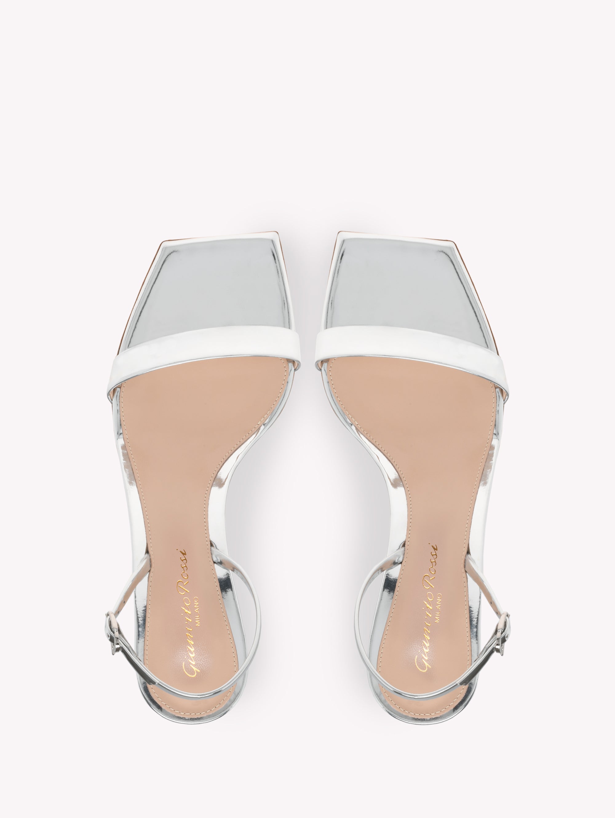 Sandales Ribbon Kitten 55 en cuir lisse - Argent
