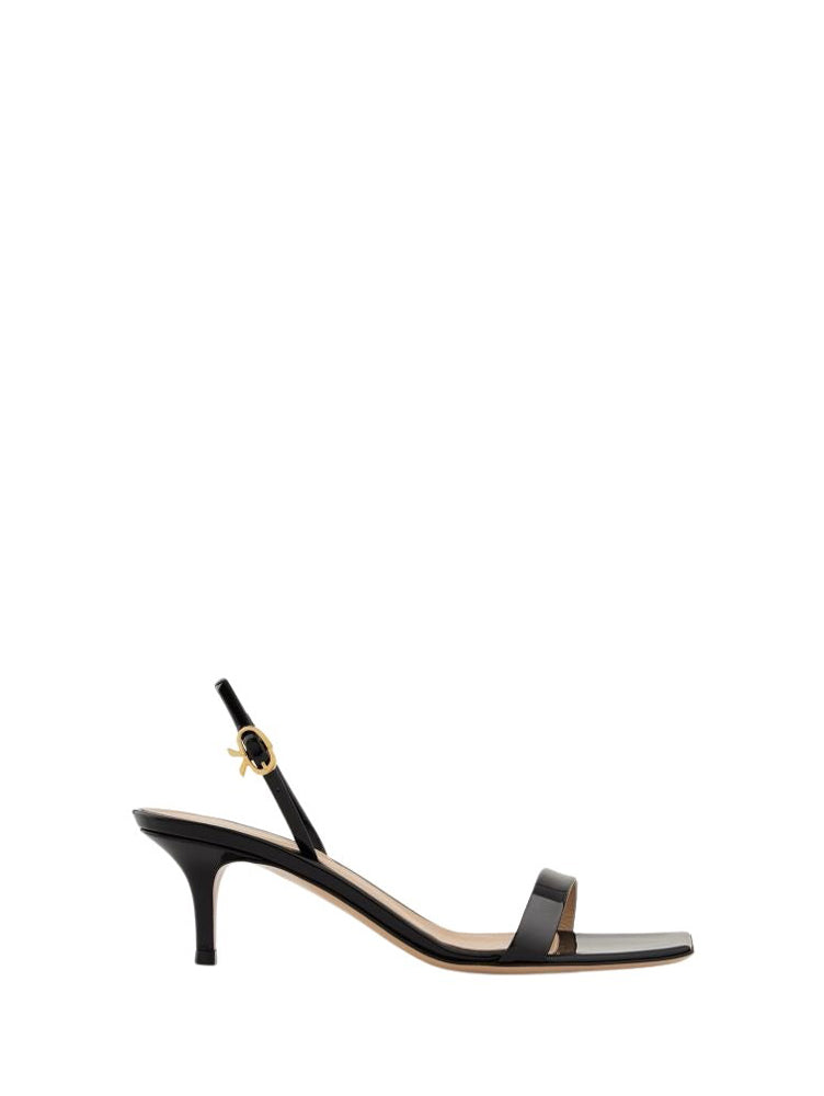 Sandales Ribbon Kitten 55 en cuir verni - Noir