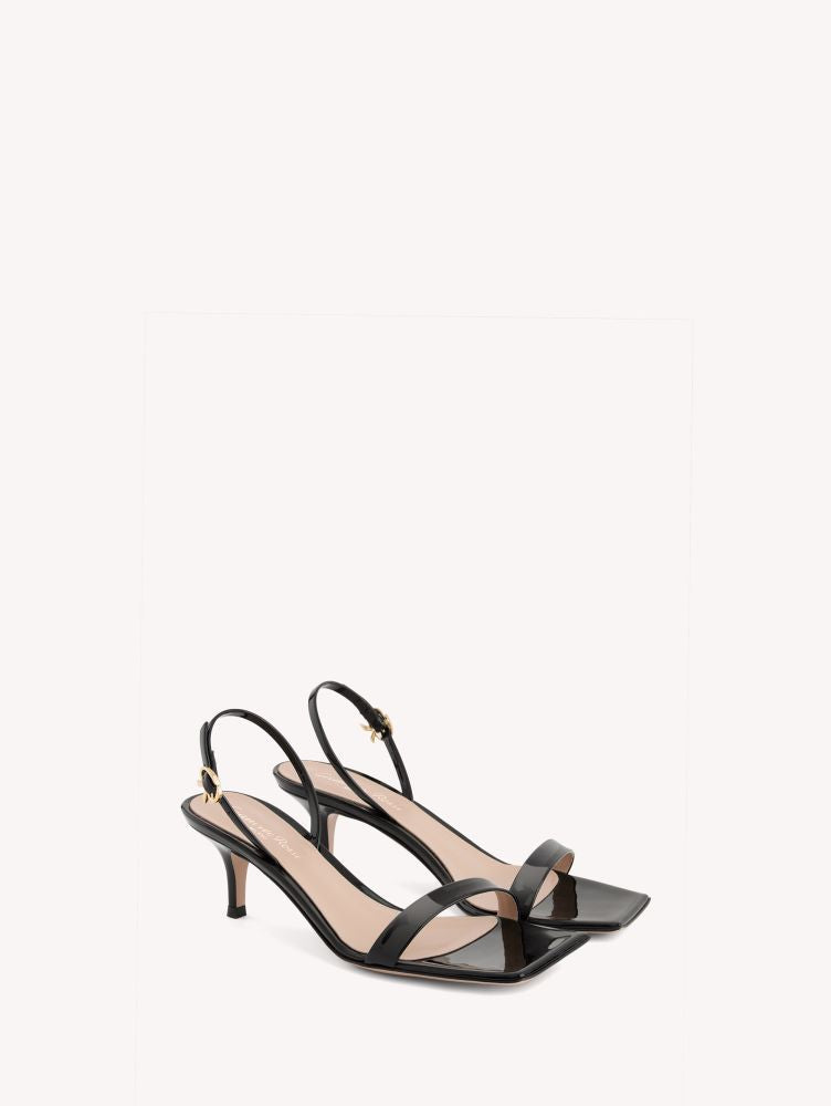 Sandales Ribbon Kitten 55 en cuir verni - Noir