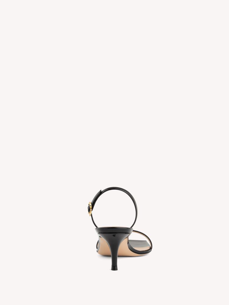 Sandales Ribbon Kitten 55 en cuir verni - Noir