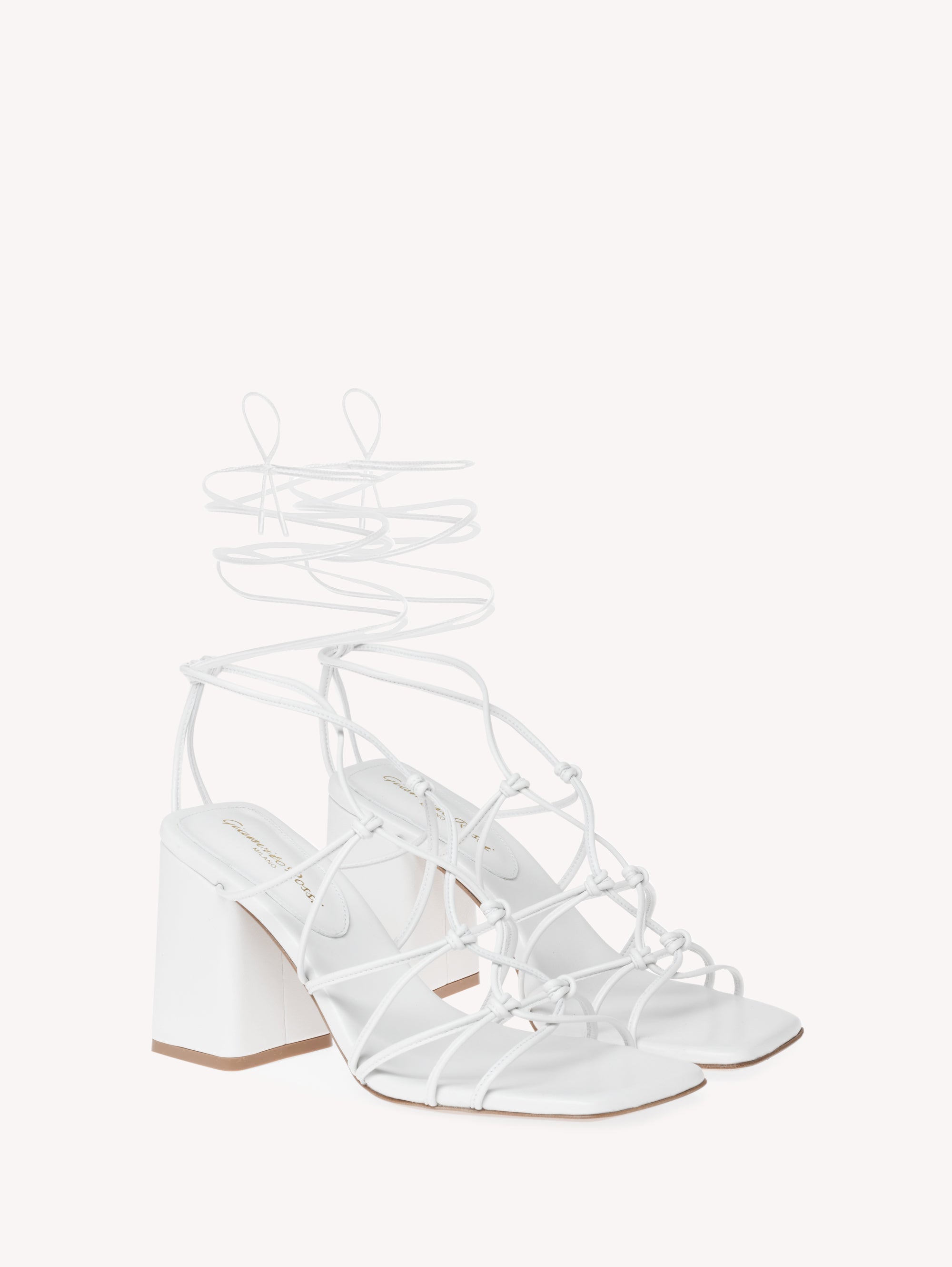 Sandales Minas 85 en cuir lisse - Blanc