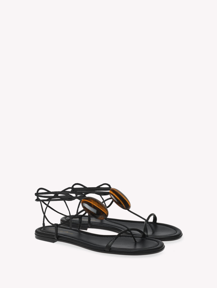 Sandales Pedra en cuir lisse - Noir
