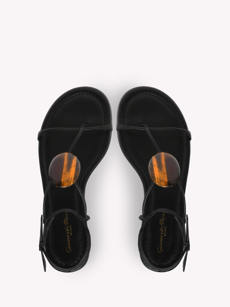 Sandales Pedra en cuir lisse - Noir