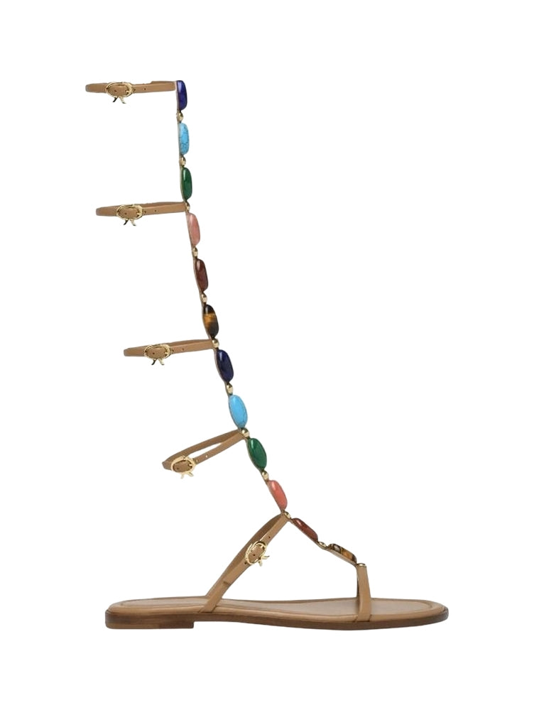 Sandales Shanti Gladiator en cuir lisse - Marron
