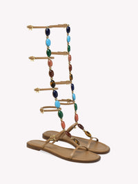 Sandales Shanti Gladiator en cuir lisse - Marron