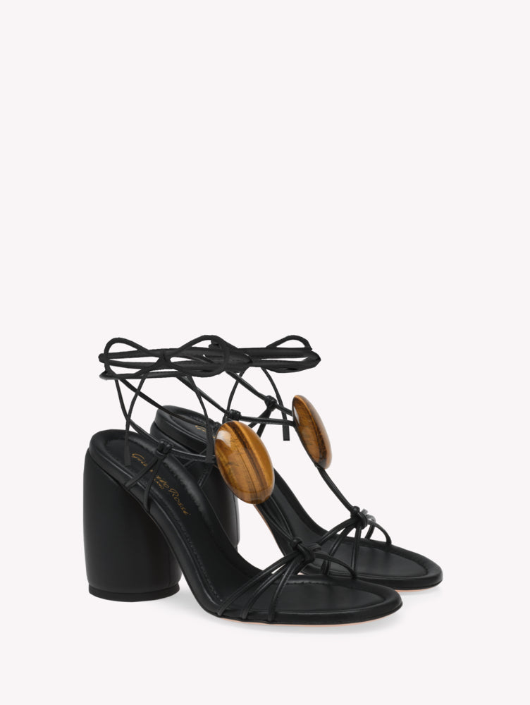 Sandales Pedra 95 en cuir lisse - Noir