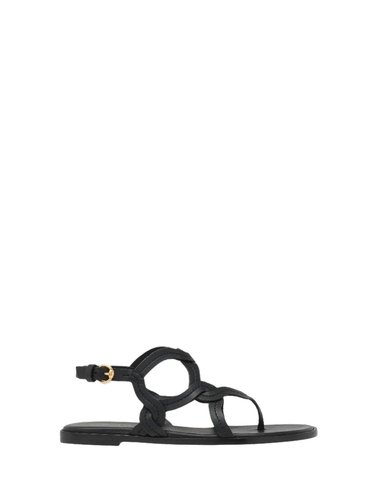 Sandales Amalfi en cuir lisse - Noir