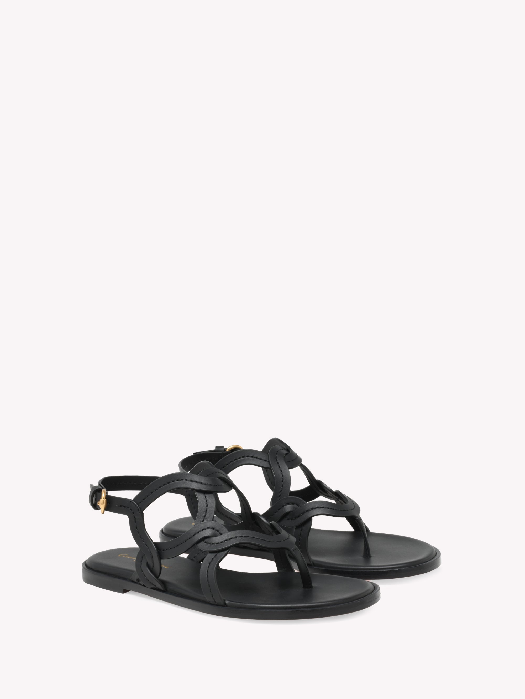 Sandales Amalfi en cuir lisse - Noir