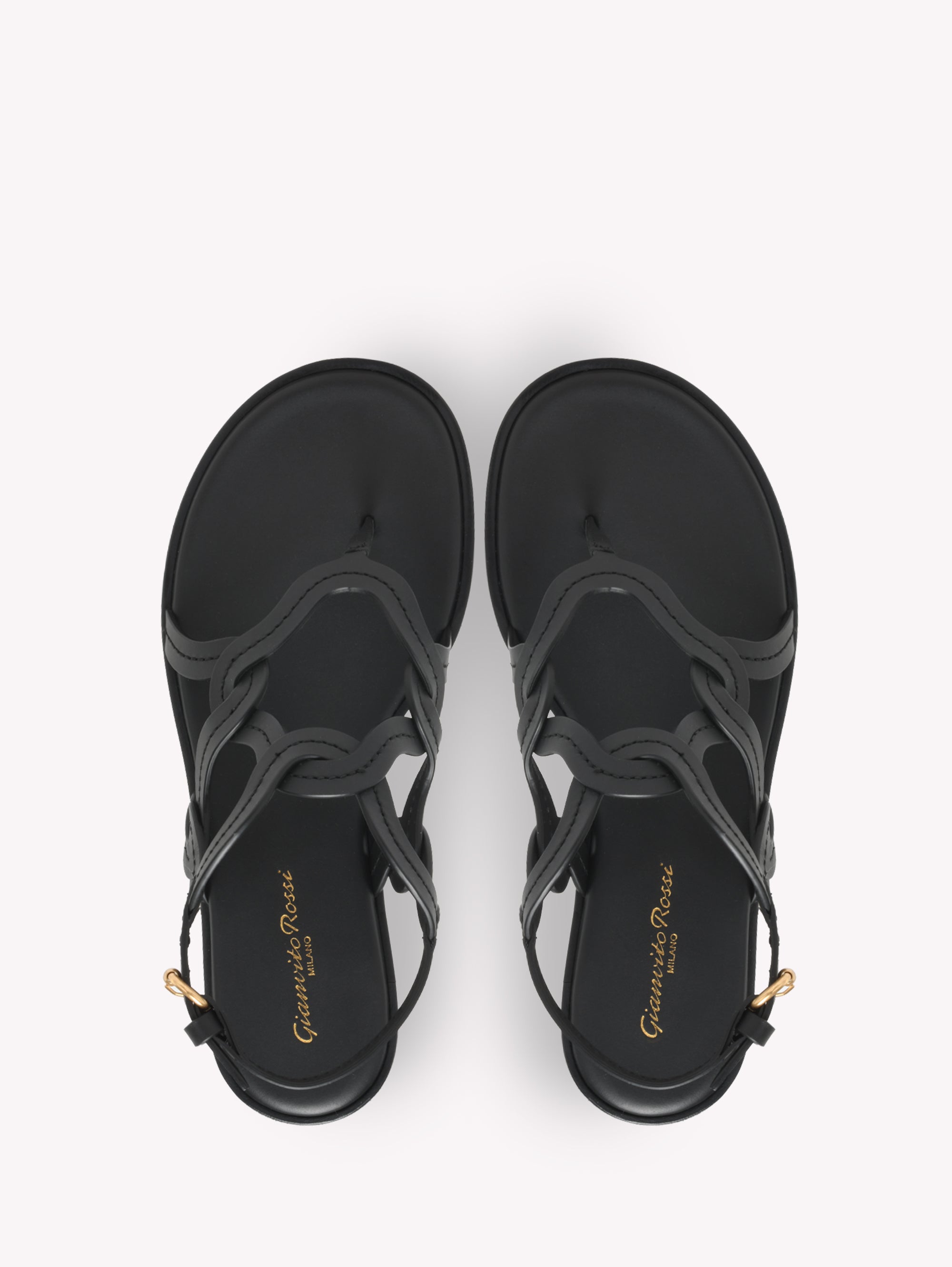 Sandales Amalfi en cuir lisse - Noir