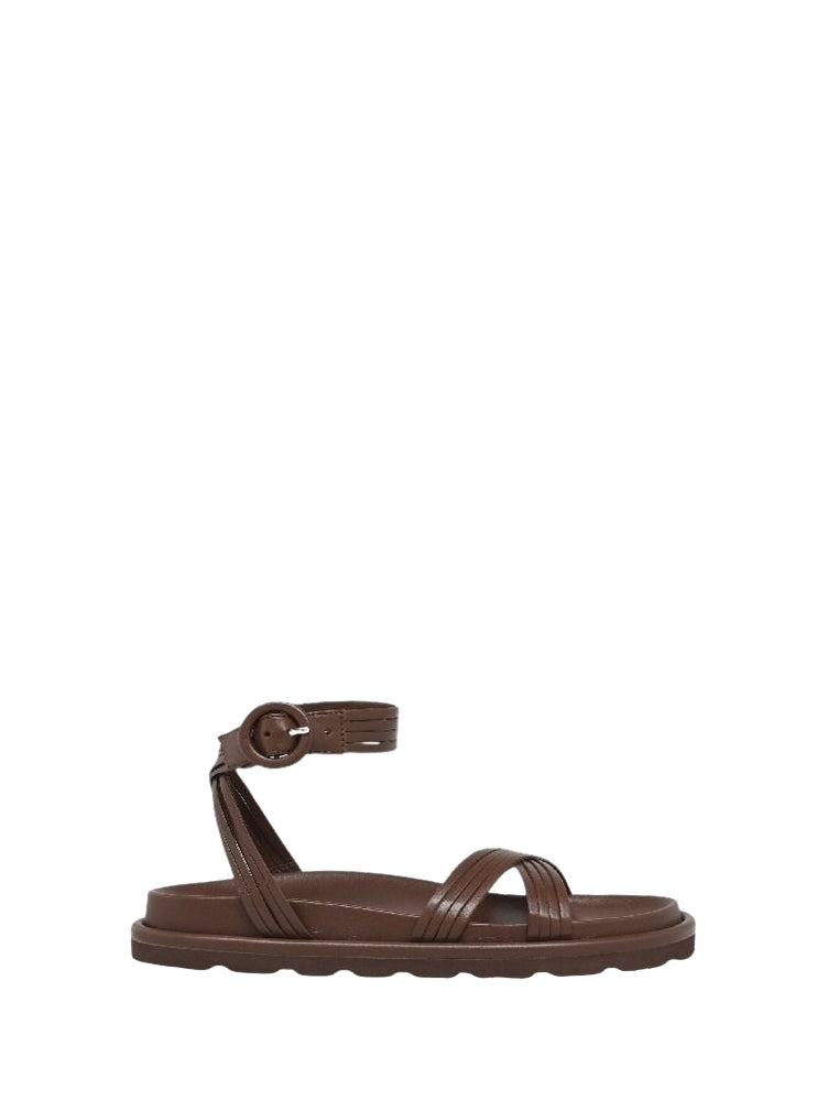 Sandales Lianne en cuir lisse - Marron