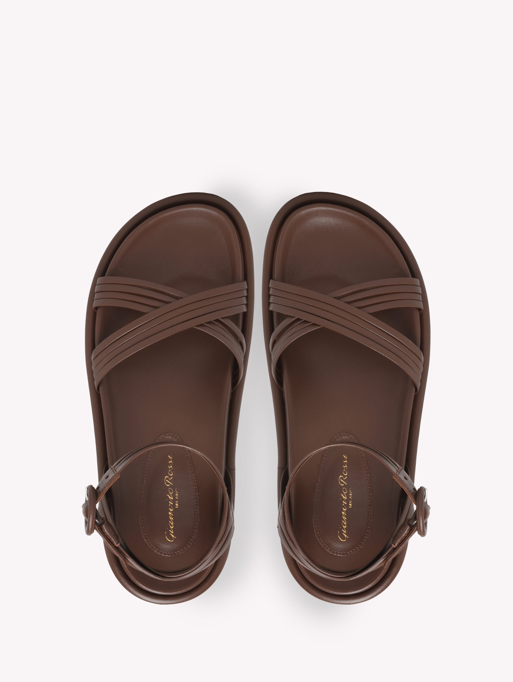 Sandales Lianne en cuir lisse - Marron