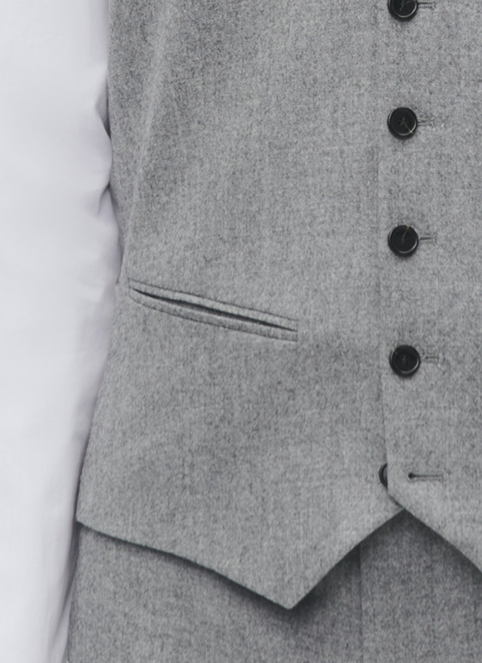 Wool buttoned suit waistcoat - Medium Grey