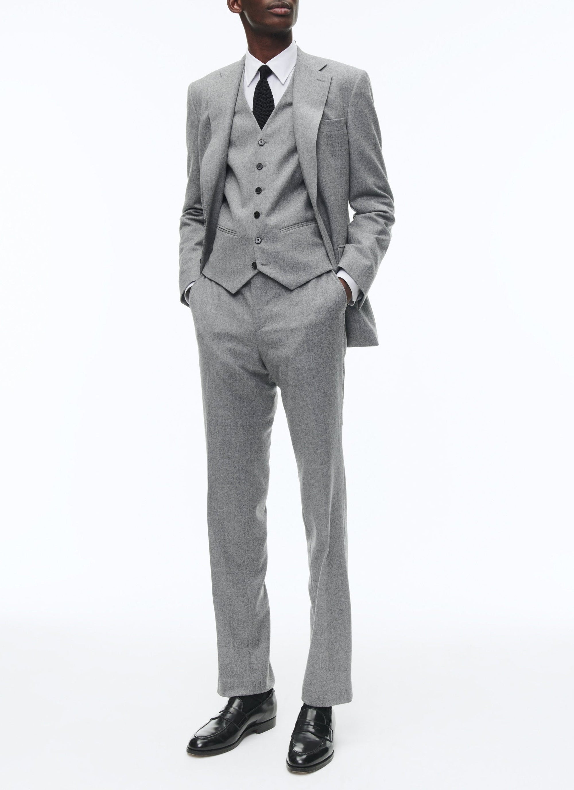 Wool buttoned suit waistcoat - Medium Grey