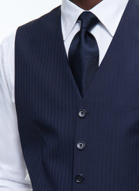 Gilet de costume ajusté à rayures en laine - Marine