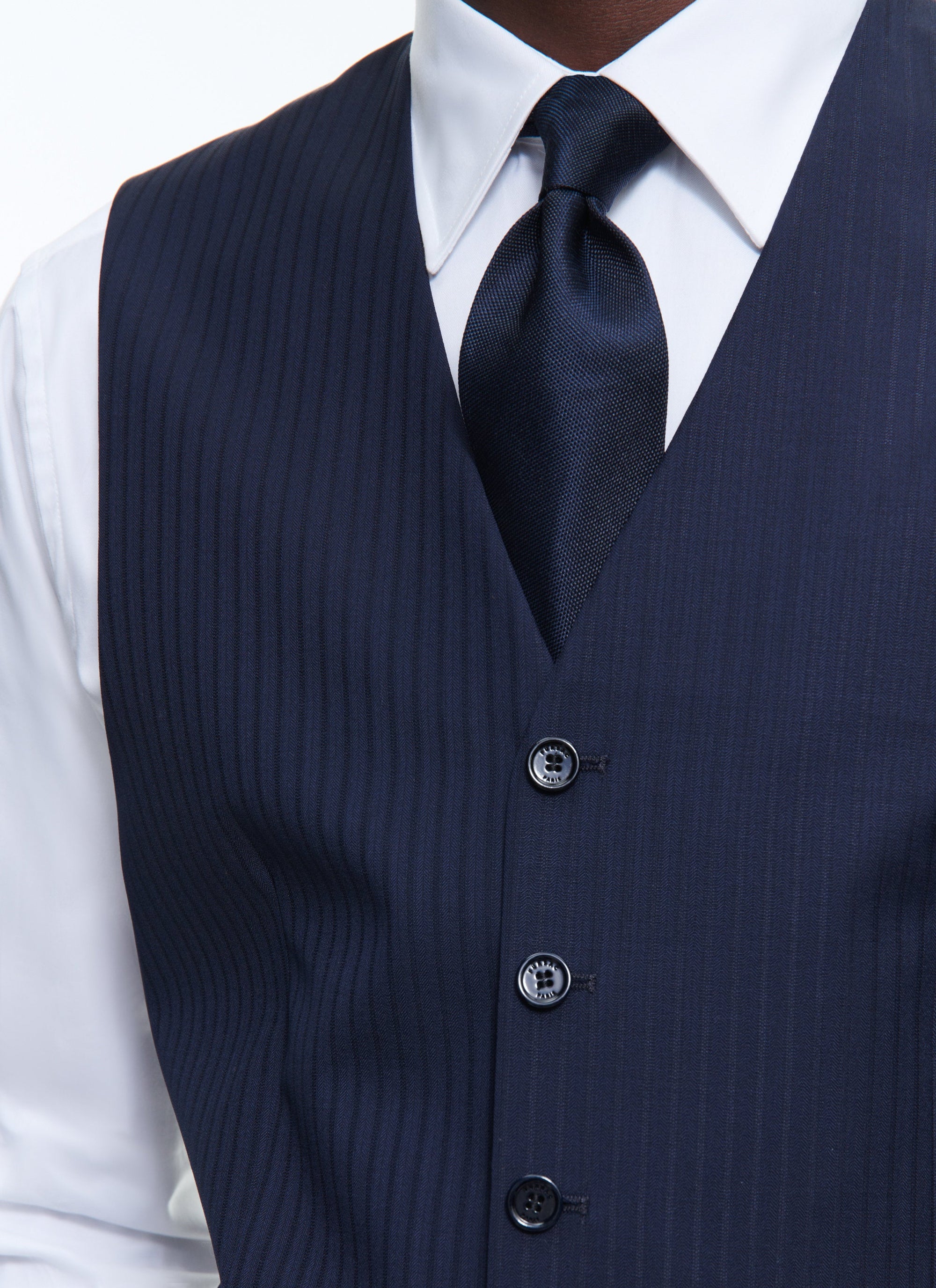 Gilet de costume ajusté à rayures en laine - Marine