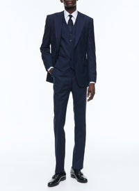 Gilet de costume ajusté à rayures en laine - Marine