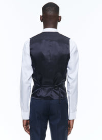 Gilet de costume ajusté à rayures en laine - Marine