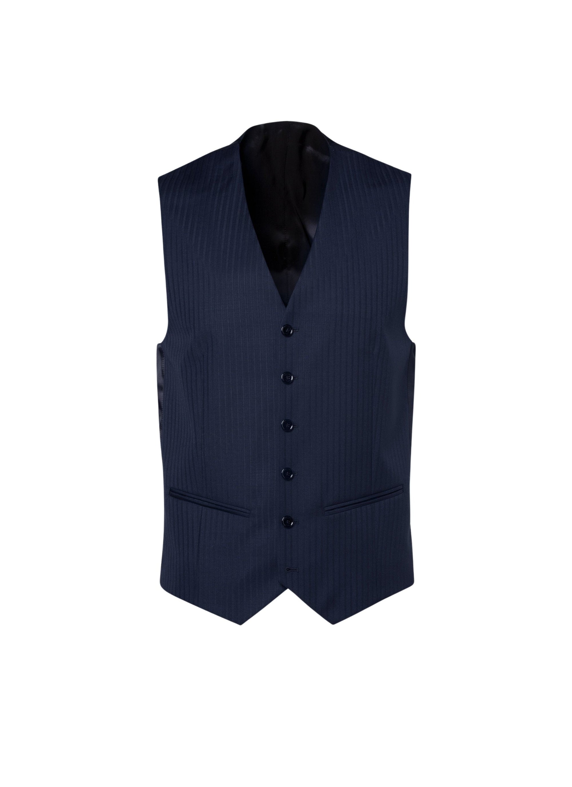 Gilet de costume ajusté à rayures en laine - Marine