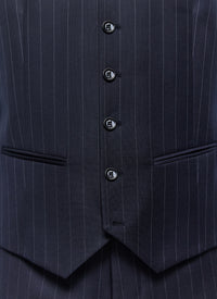 Gilet de costume à rayures en laine - Bleu Marine