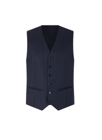 Gilet de costume à rayures en laine - Bleu Marine