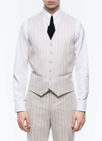 Striped wool suit waistcoat - Ecru