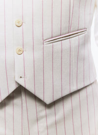 Striped wool suit waistcoat - Ecru