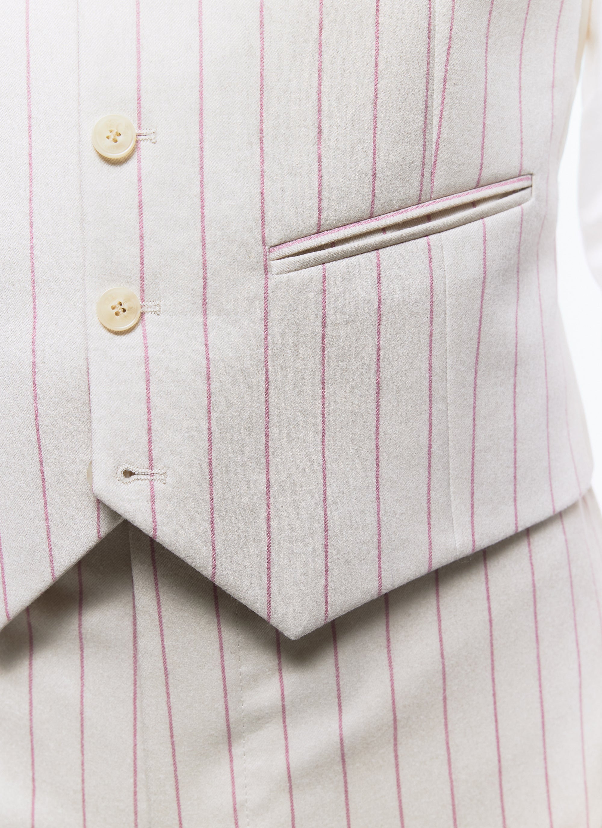 Striped wool suit waistcoat - Ecru