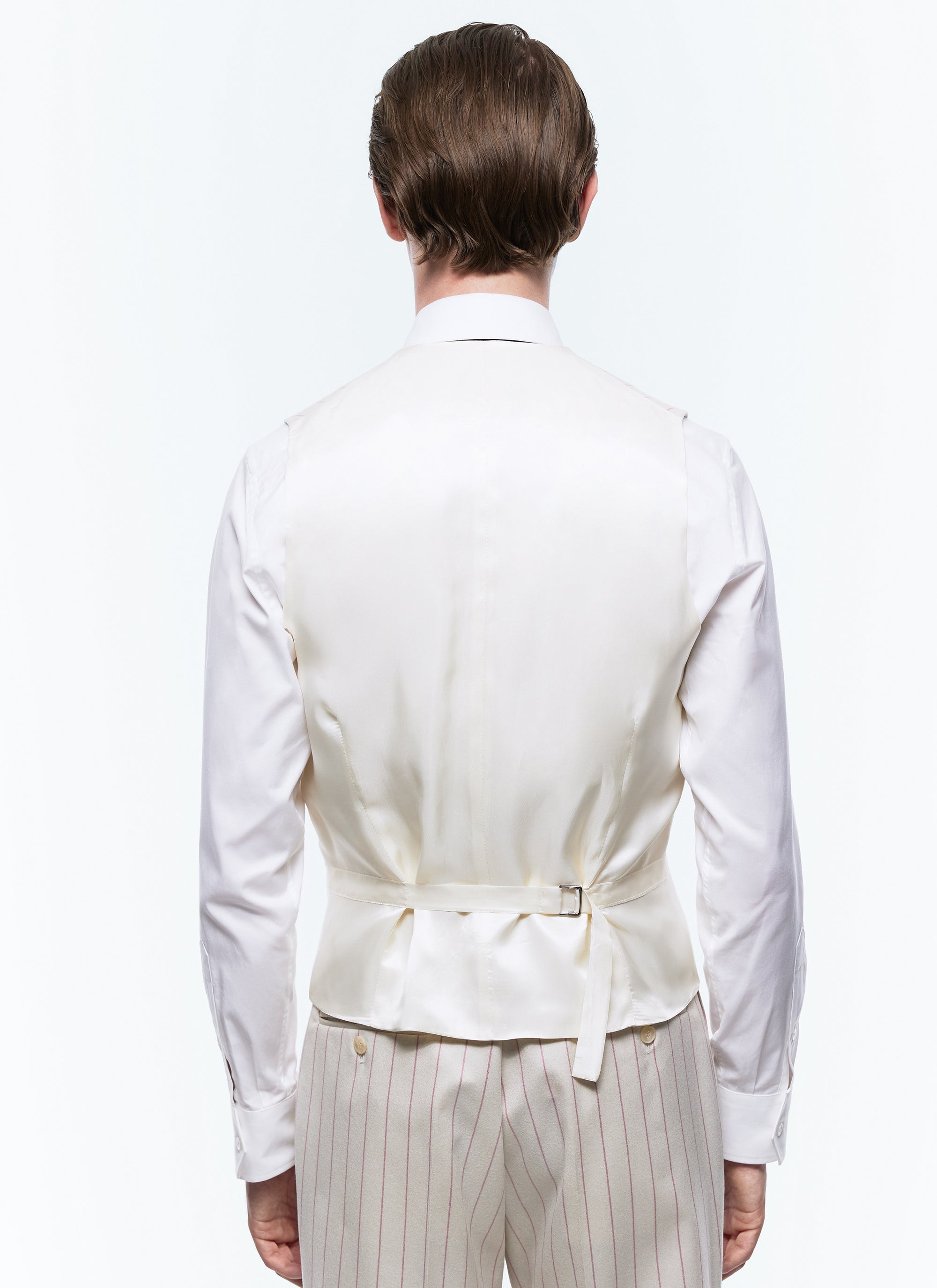 Striped wool suit waistcoat - Ecru